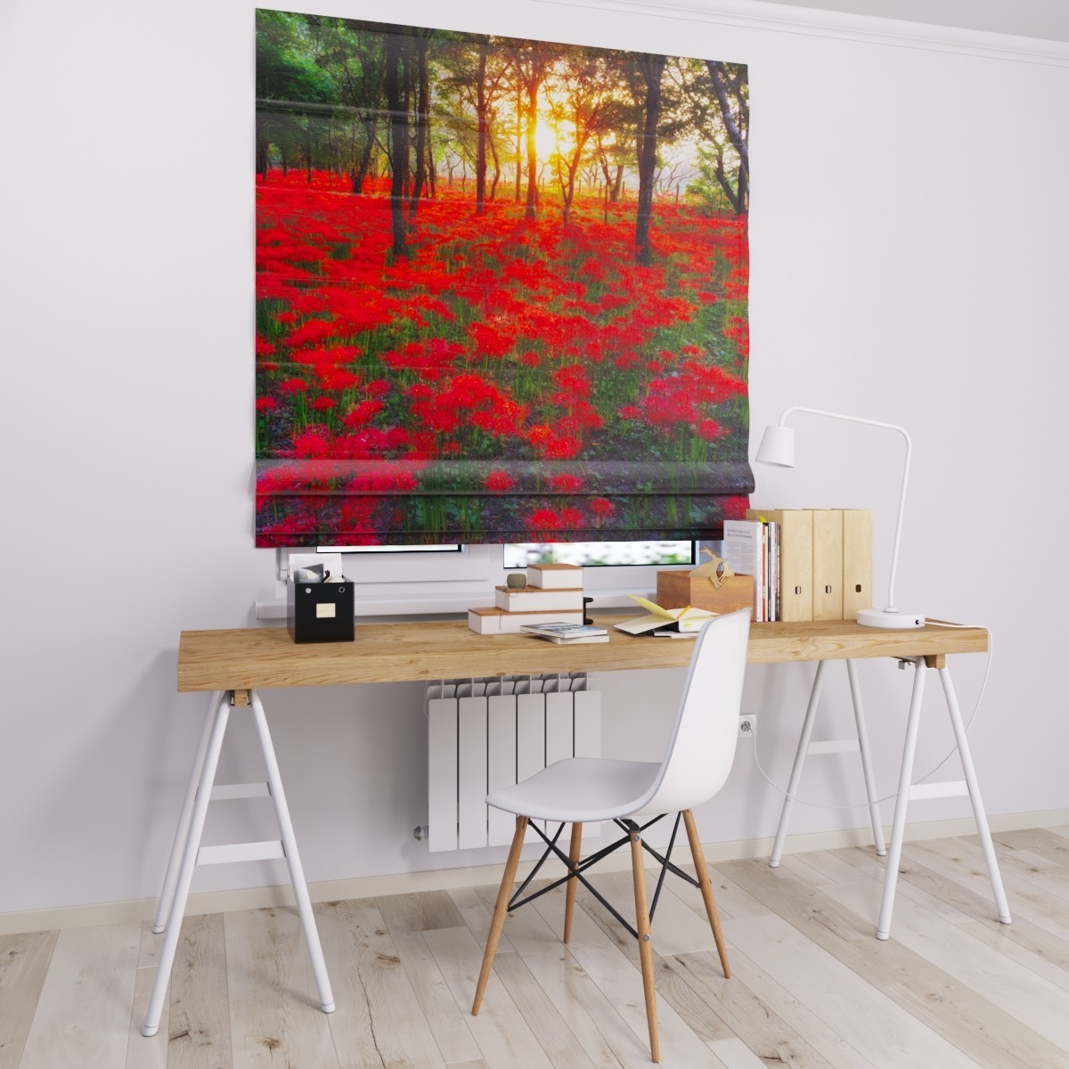 

Римские шторы DECOLIV красные цветы 40*170 см