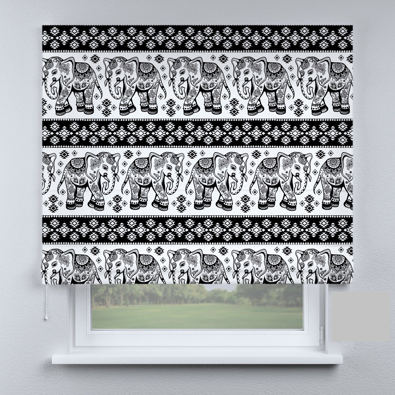 

Римские шторы DECOLIV слон черно-белый 210*170 см