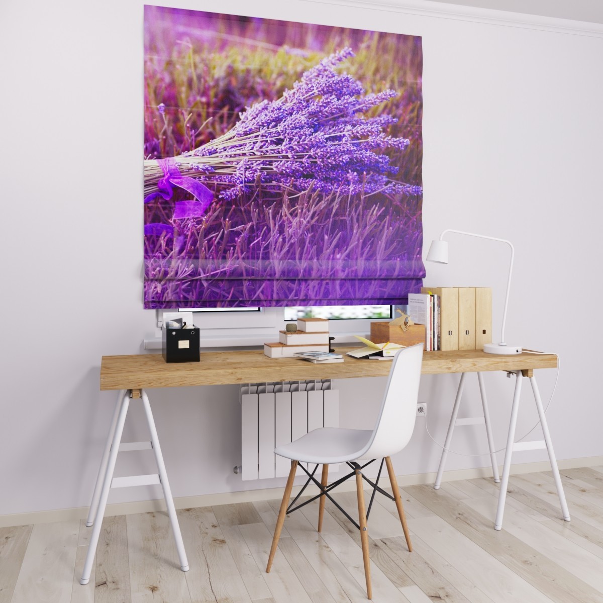 

Римские шторы DECOLIV цветы фиолетовые 60*170 см
