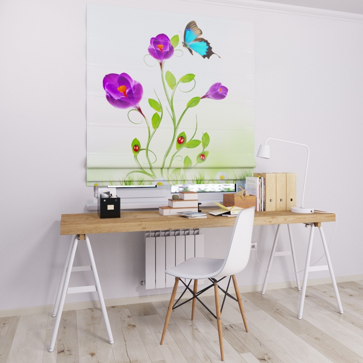 

Римские шторы DECOLIV цветы с бабочкой 40*170 см
