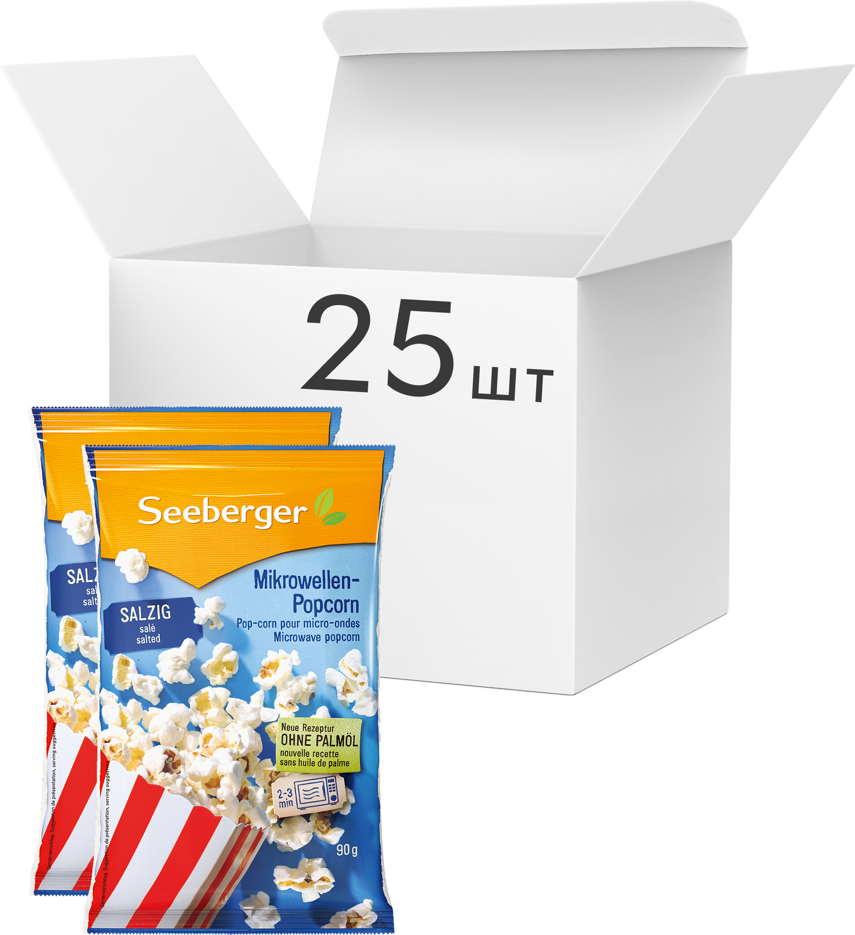 Акція на Упаковка попкорна для СВЧ Seeberger с солью без пальмового масла 90 г х 25 шт (4008258527917) від Rozetka UA