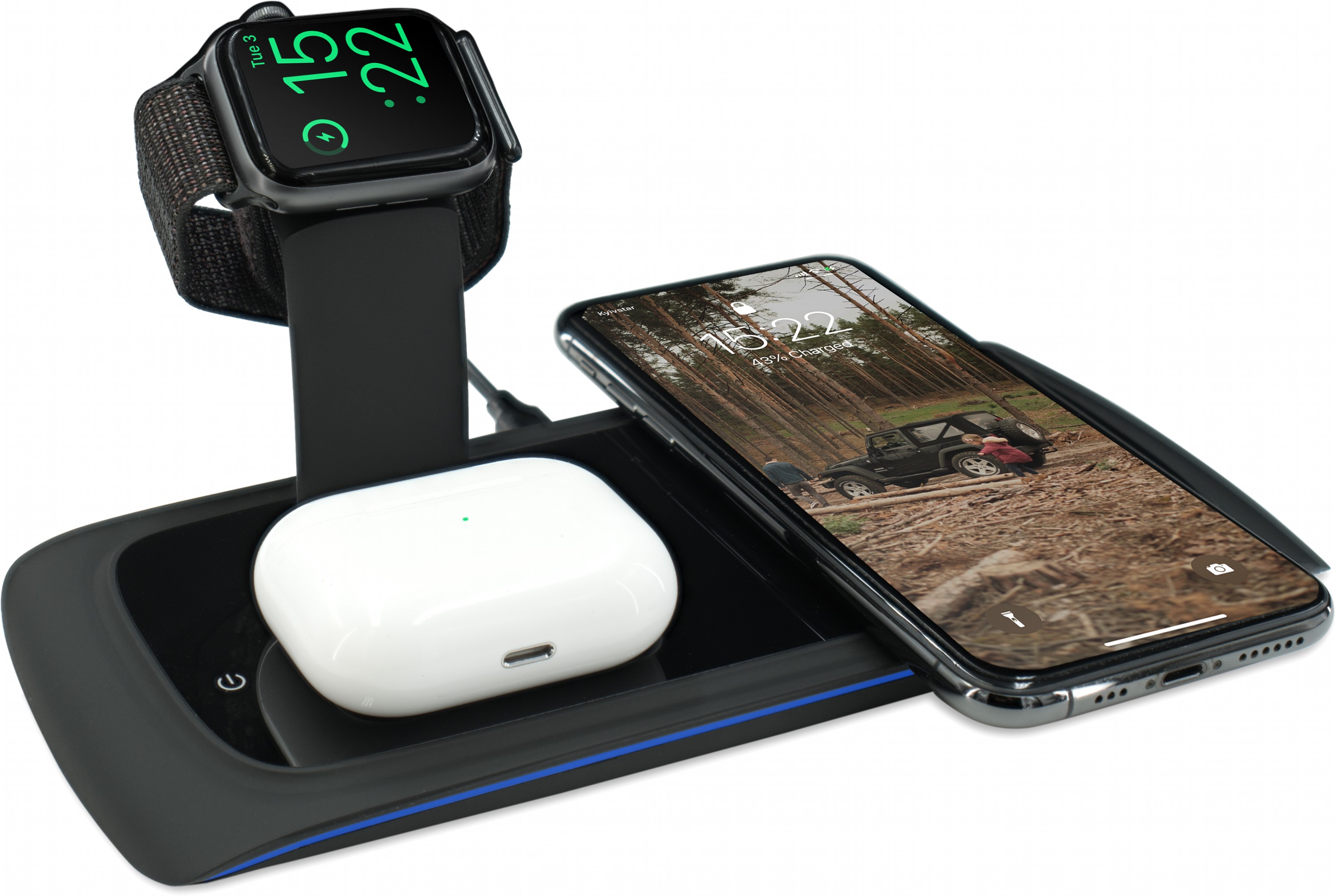 

Беспроводное зарядное устройство Qitech Wireless Station 3 в 1 Black (QT-StationN33bk)