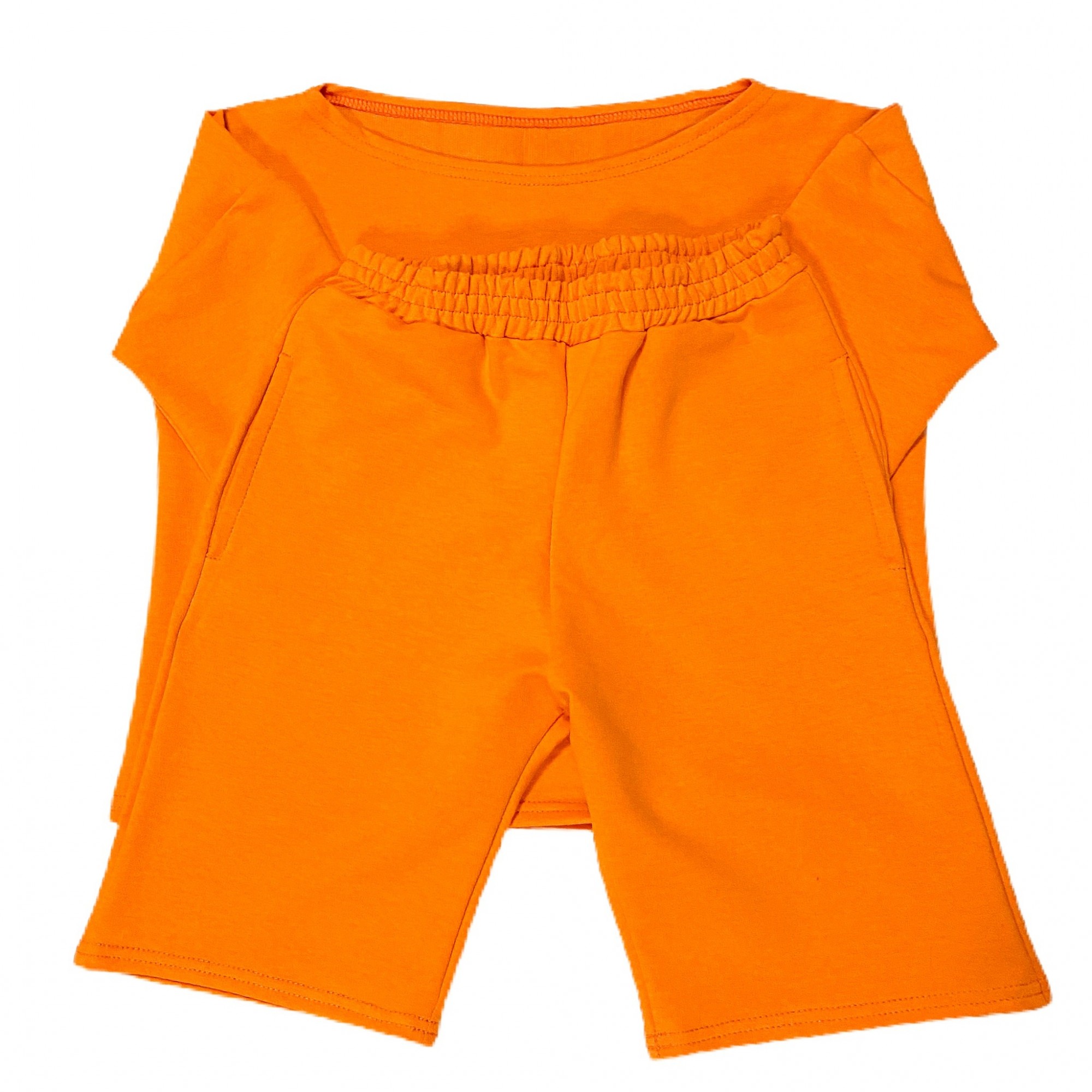 

Костюм летний майка и шорты детский 134-140см натуральный трикотаж двунитка горчица kos11