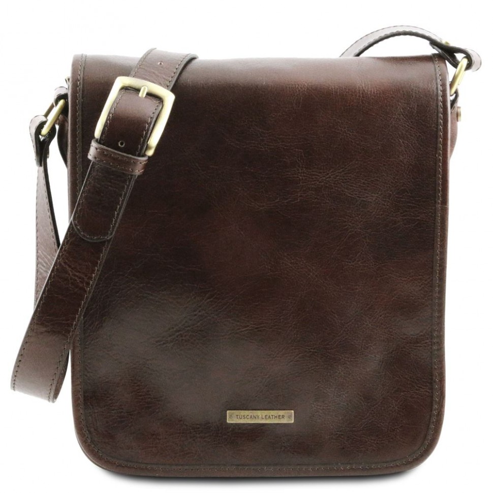 

Мужской большой кожаный мессенджер Tuscany Leather Messenger TL141255 (Dark brown — темно-коричневый)