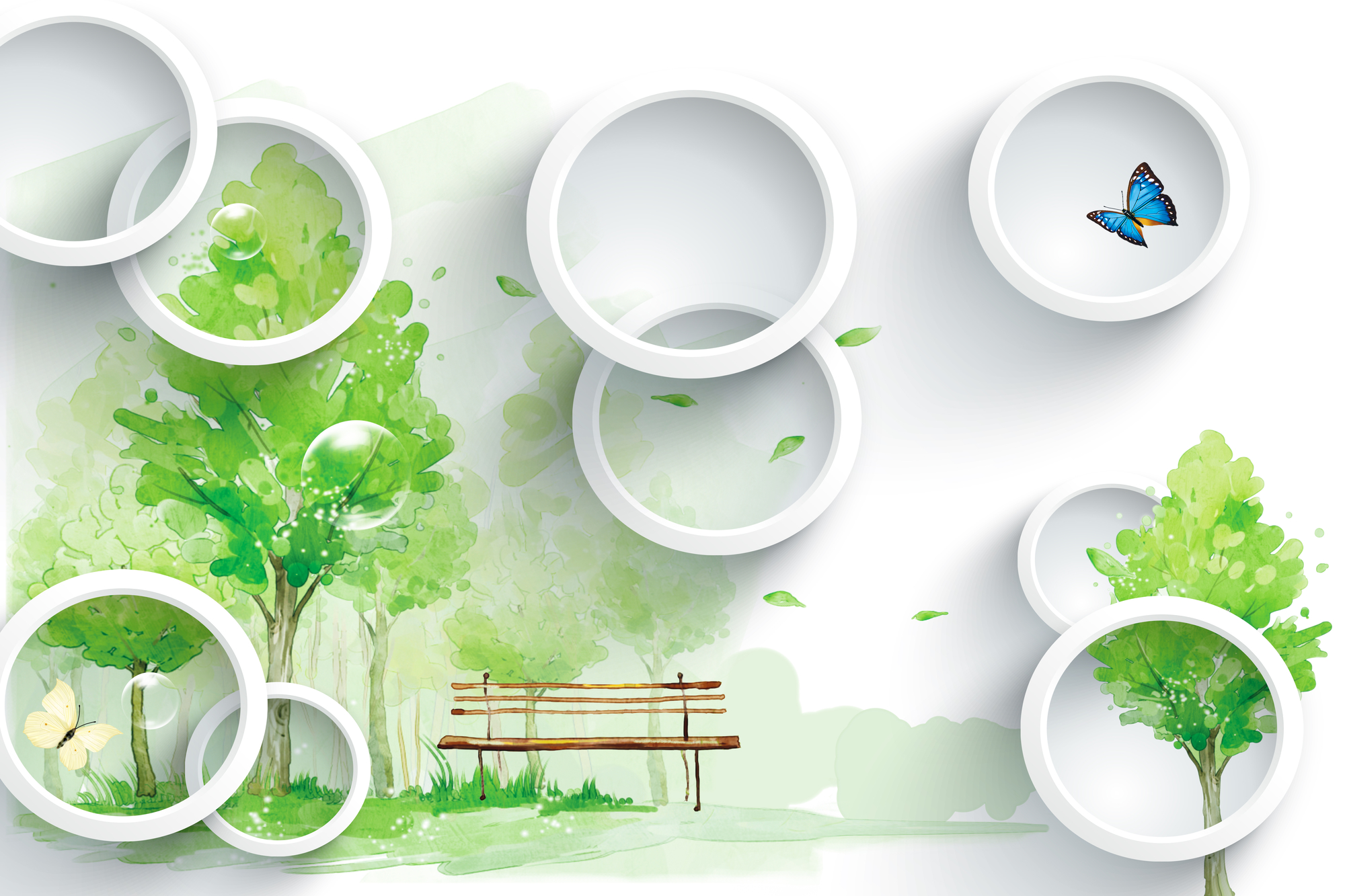 

Фотообои 3D 'Зеленые деревья' (4563) , Штукатурка