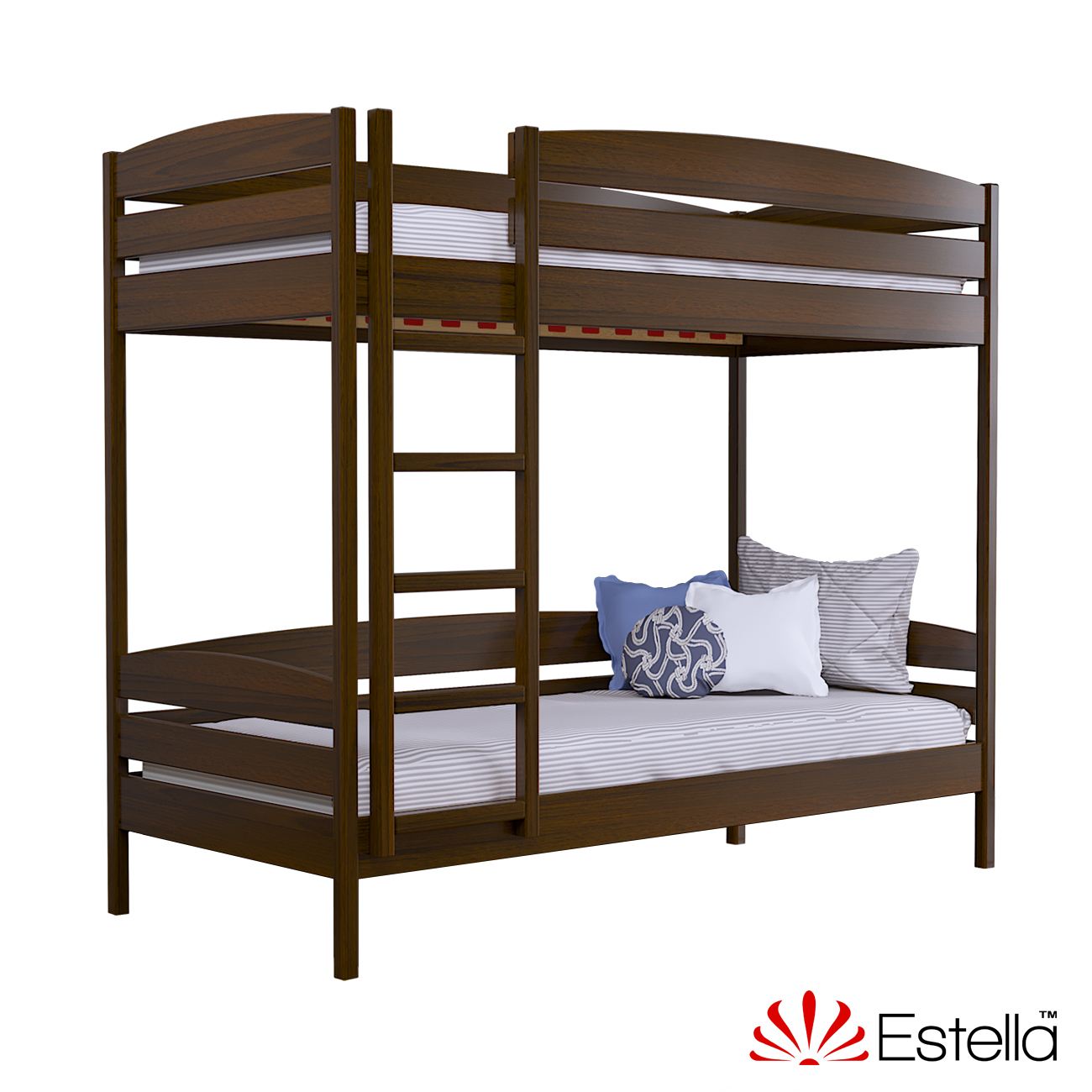 

Двухъярусная кровать Дуэт Плюс без ящиков Estella 80х190 101 - темный орех Масив 2Л4