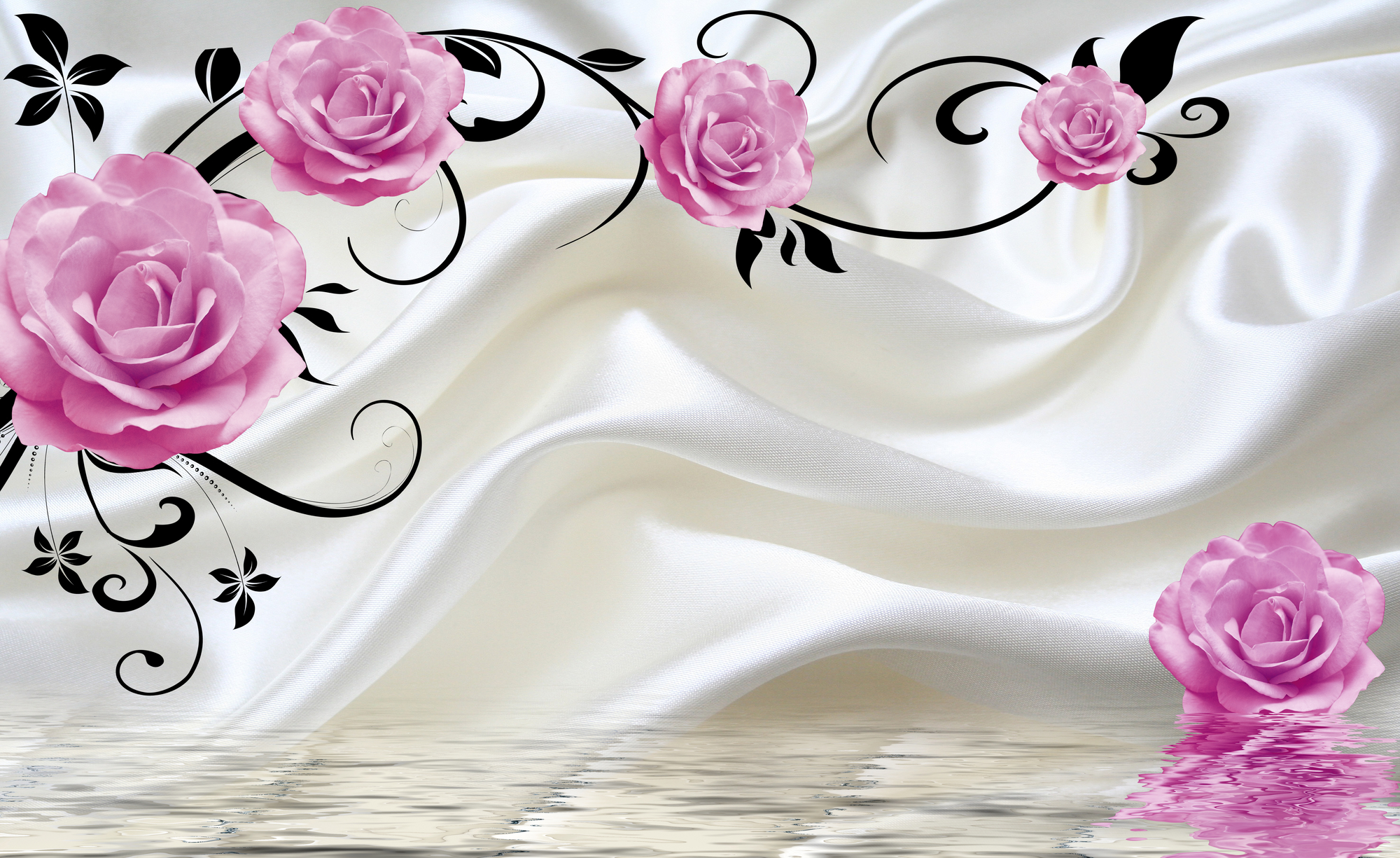 

Фотообои 3D 'Розы на ткани' (3380) , Мелкий песок