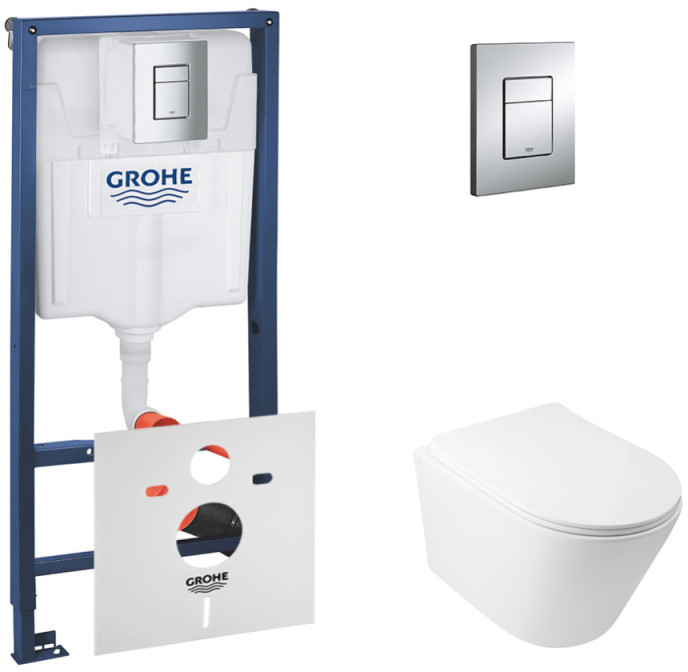 

Инсталляция GROHE Rapid SL 38772001 + унитаз QTAP Swan QT16335178W с сиденьем Soft Close дюропласт