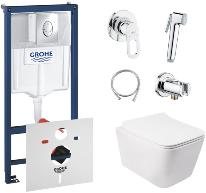 

Инсталляция GROHE Rapid SL 38721001 + унитаз QTAP Crow QT05335170W с сиденьем Soft Close дюропласт + душевой гарнитур GROHE BauLoop 111042