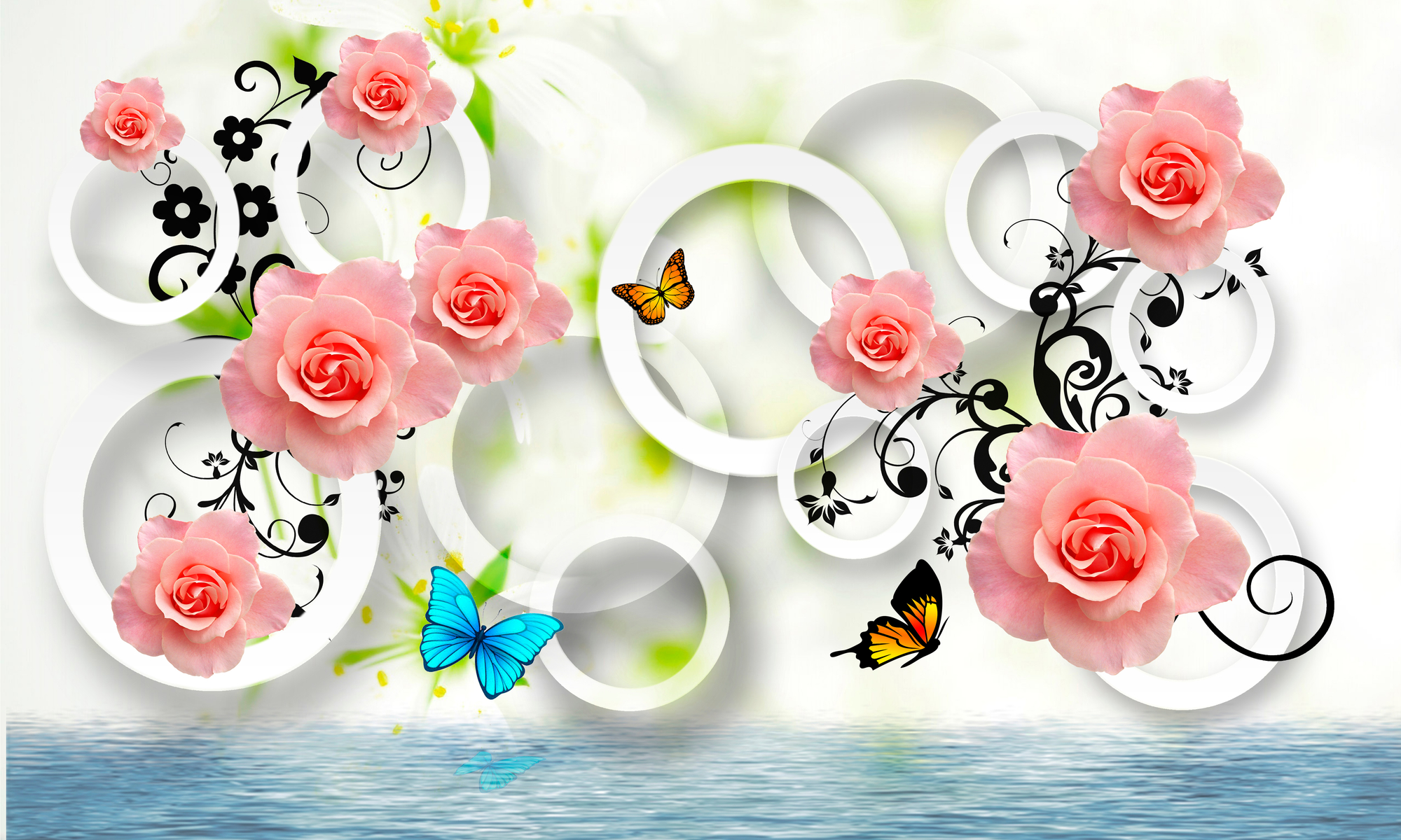 

Фотообои 3D '3D розы' (3947) , Штукатурка