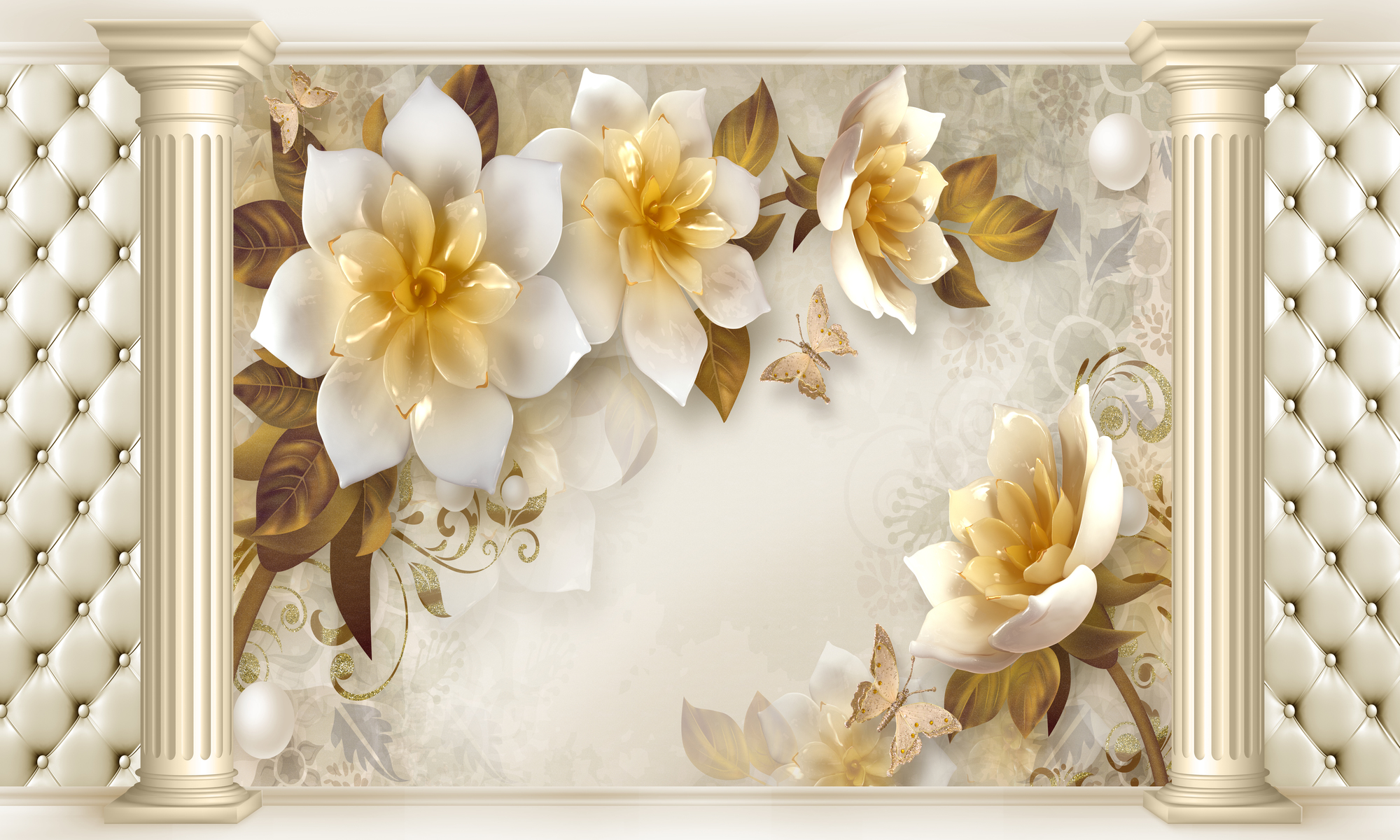 

Фотообои 3D 'Цветы и колонны' (4872) , Кожа
