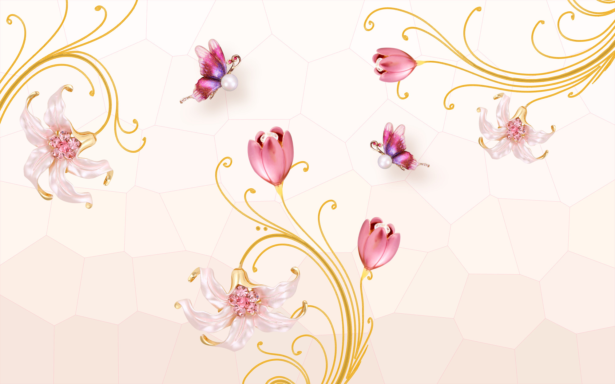 

Фотообои 3D '3D цветы' (4941) , Штукатурка