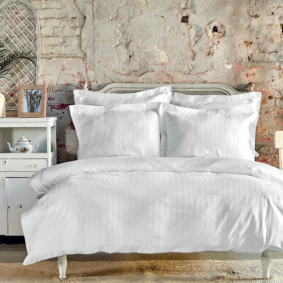 

Комплект постельного белья Karaca Home Сатин Charm Bold Beyaz 160x220 (svt-2000022261609)
