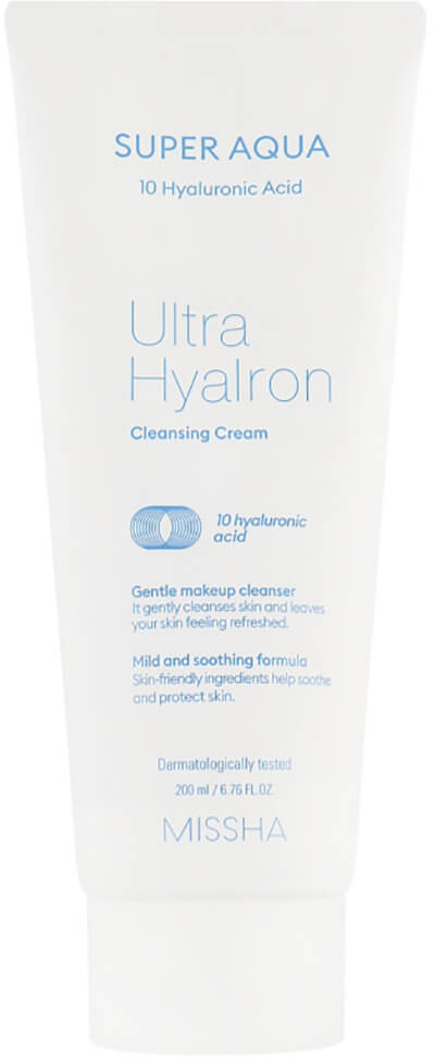 Акція на Очищающий крем для лица с гиалуроновой кислотой Missha Super Aqua Ultra Hyalron Cleansing Cream 200 мл (8809643507233) від Rozetka UA