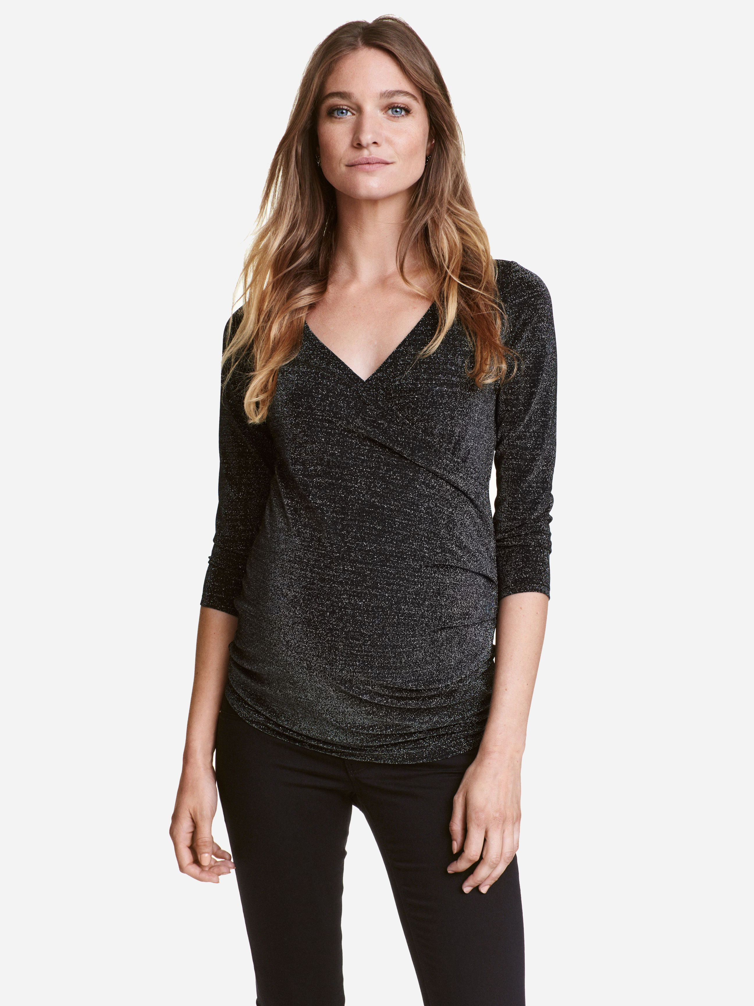 

Лонгслив для беременных H&M 4019624 M Черный с серебристым