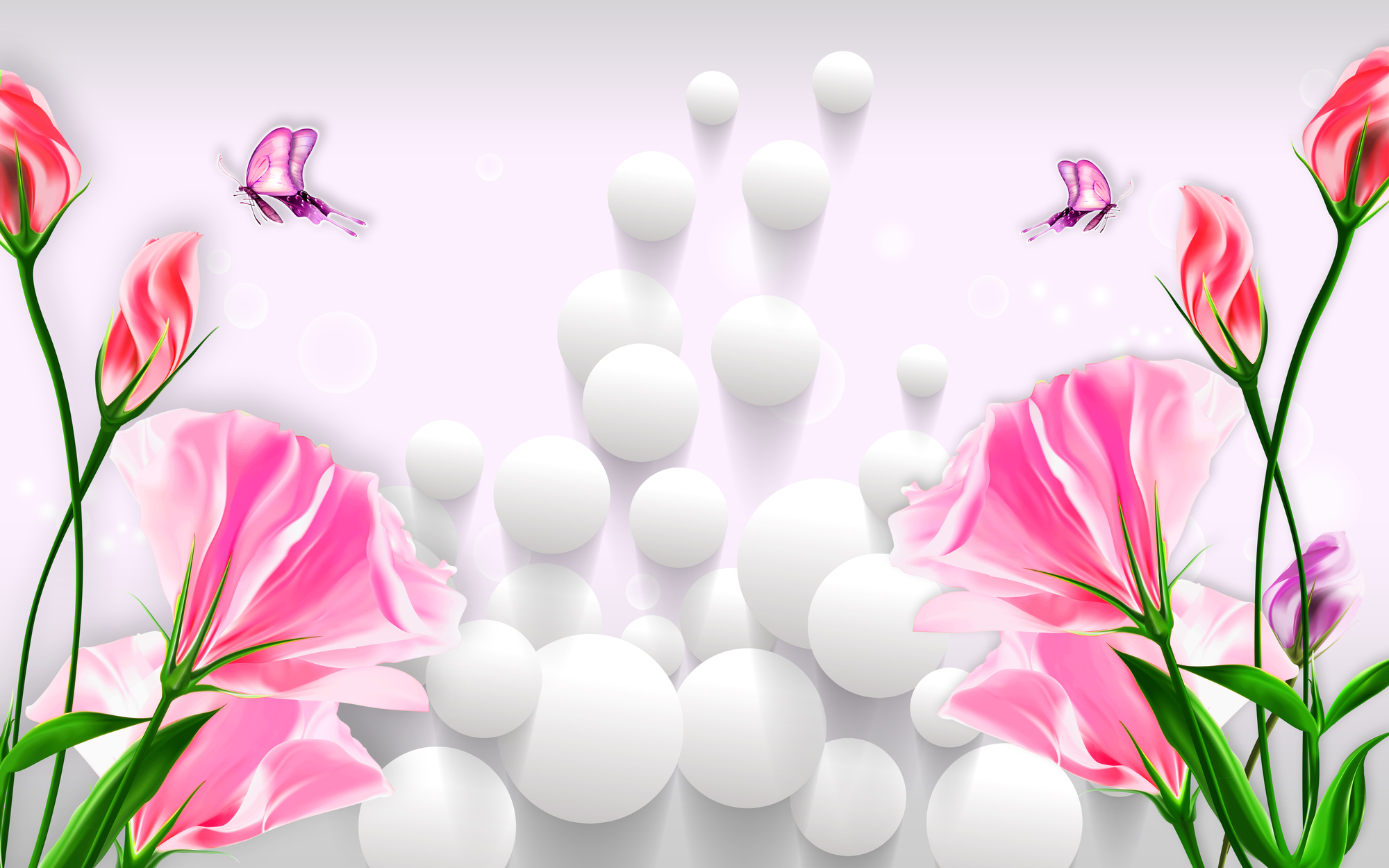 

Фотообои 3D 'Розовые цветы' (4557) , Фреска