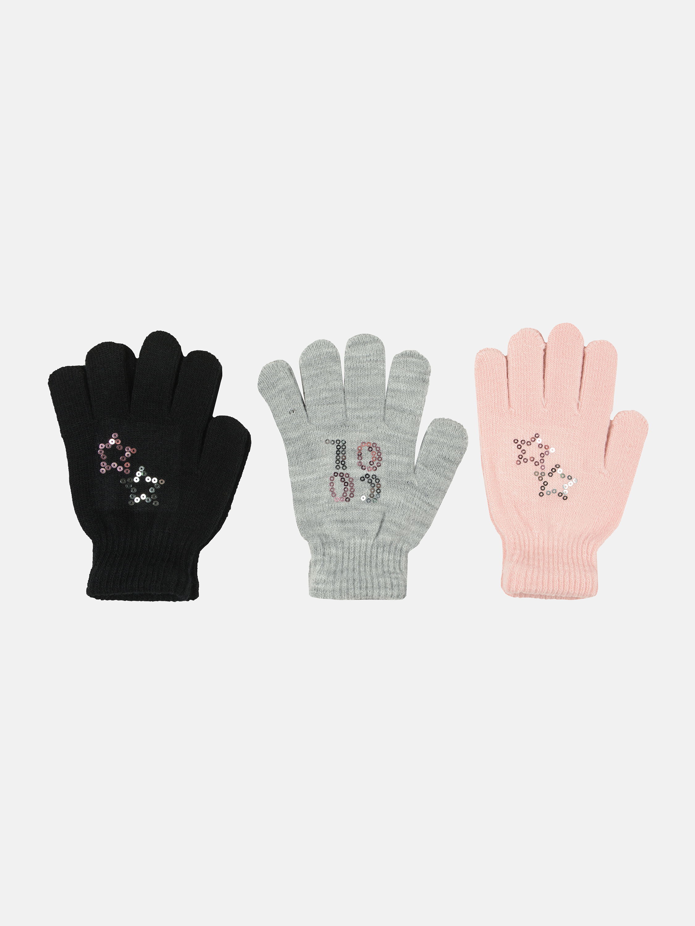 

Зимние перчатки YO! R-99A/5P/G 16 (3 пары) Розовая звездочка/Черная звездочка/Серый Cool