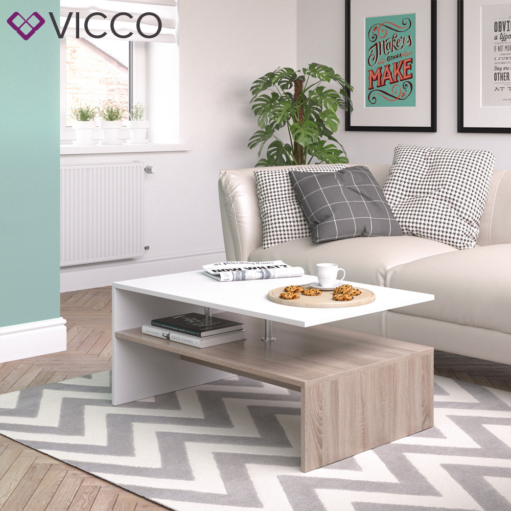 

Журнальный столик Vicco Amato 90x60, дуб, белый