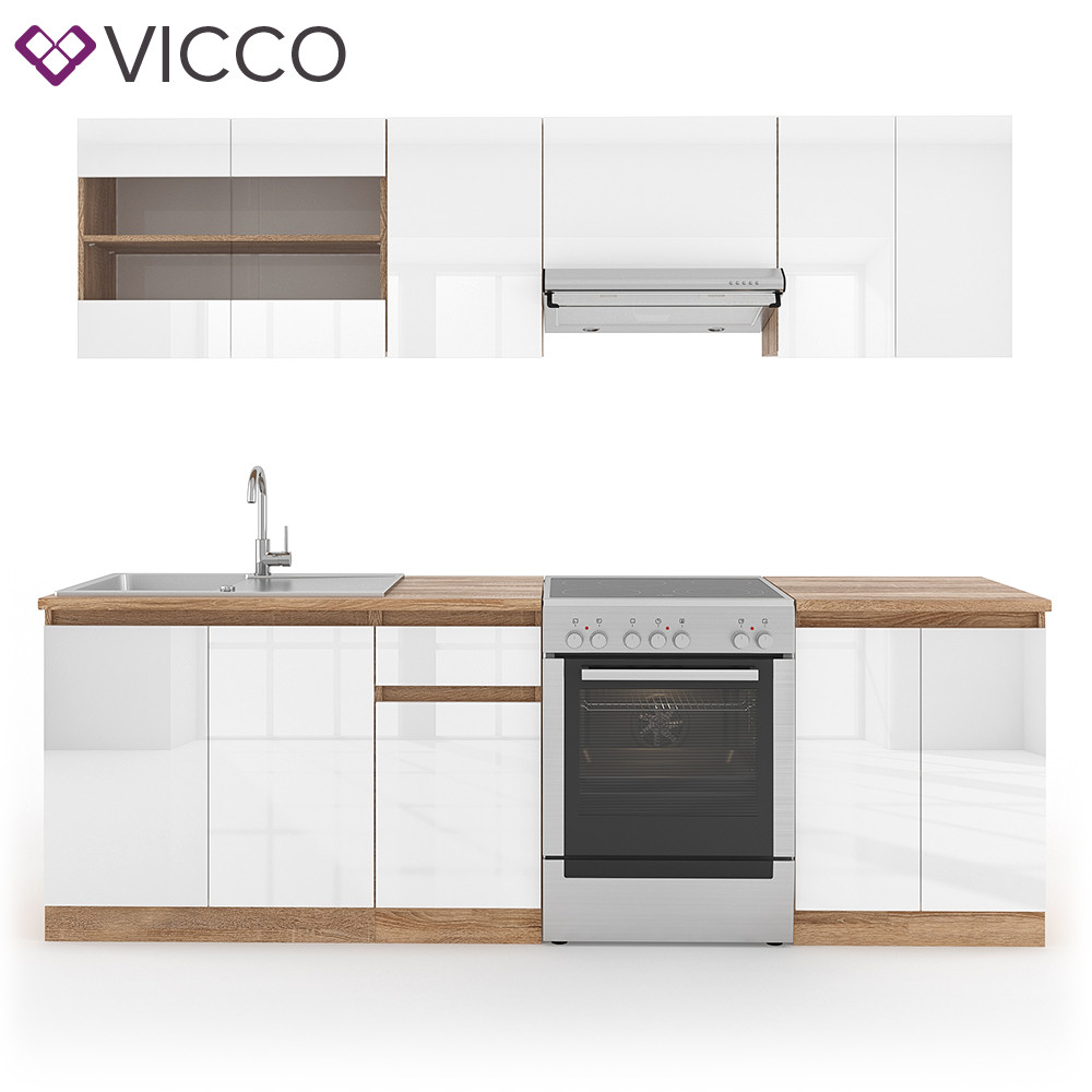 

Готовая кухня Vicco Raul, 240 см, белый, сонома