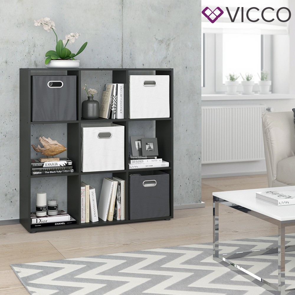

Шкаф перегородка разделитель 9 ячеек Vicco Nove черный