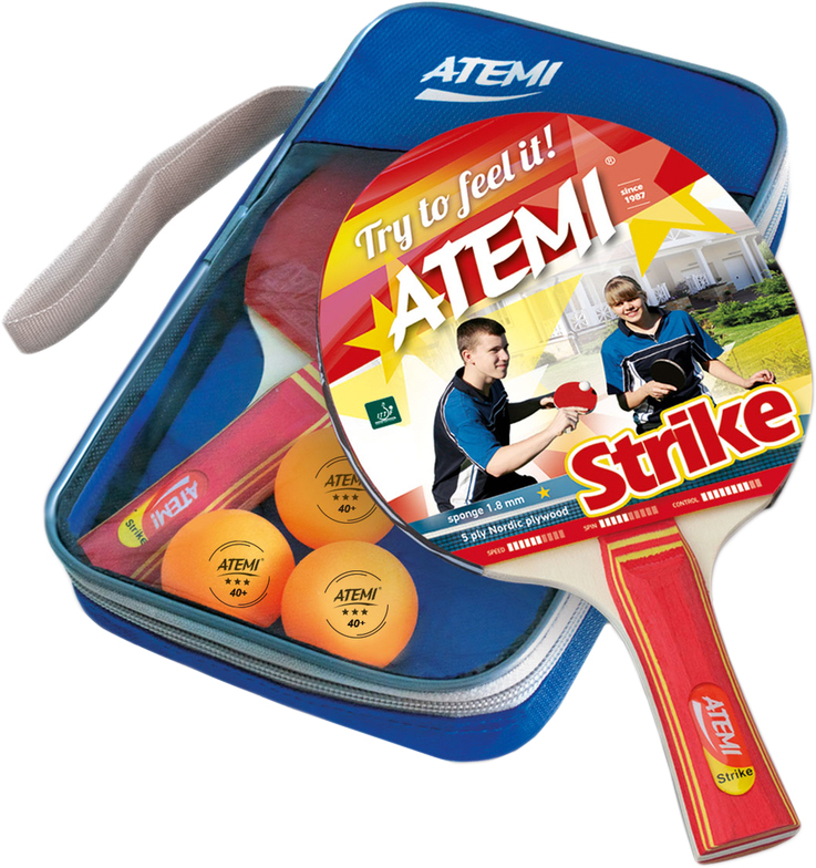 

Набор для настольного тенниса Atemi Strike (2 р + 3 м + чехол) (TT_set_Atemi_Strike)