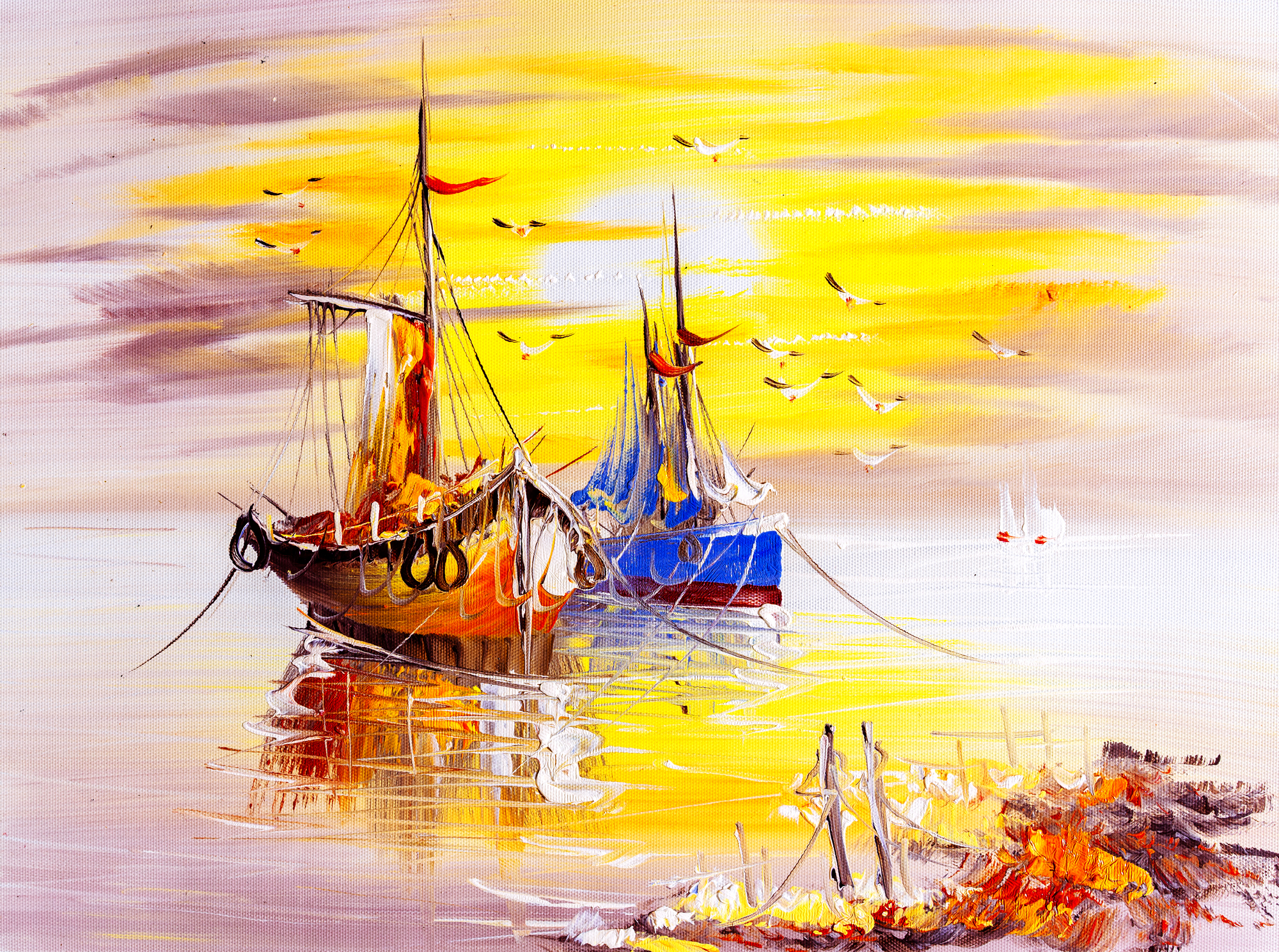 

Фотообои Море 'Лодочки' (4603) , Штукатурка