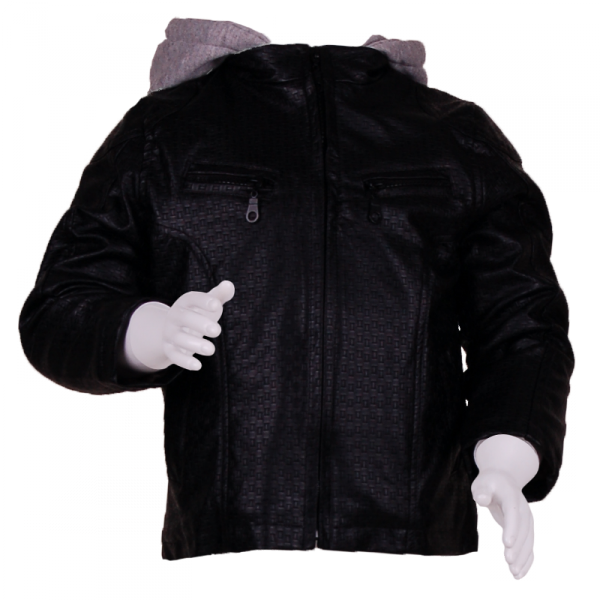

Куртка кожаная с капюшоном 4 года (104 см) Z 10097-black черный цвет