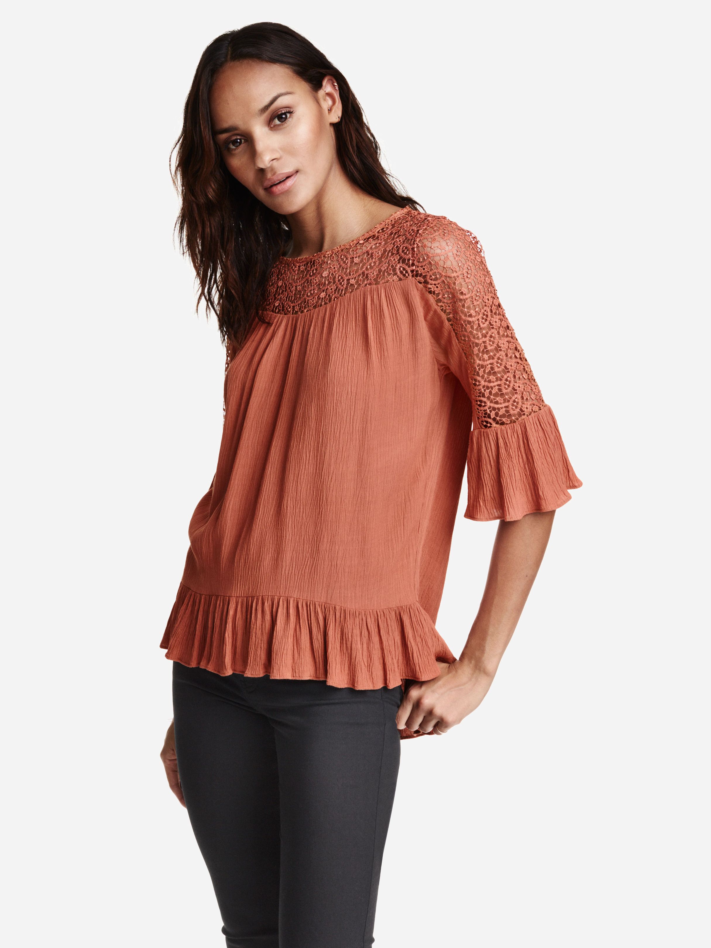 

Блузка H&M 3438463-ACWQ 38 Светло-коричневая