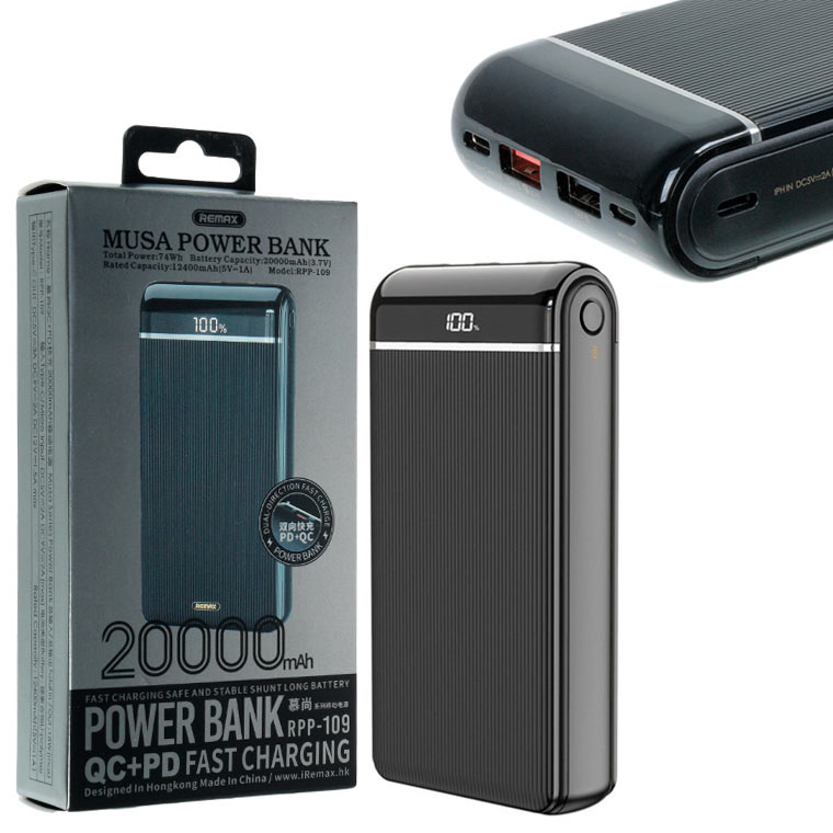 

Power Bank Remax Musa RPP-109 2USB PD 20000 mAh черный