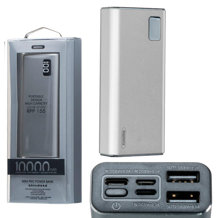 

Power Bank Remax Mini Pro RPP-155 10000 mAh серебристый