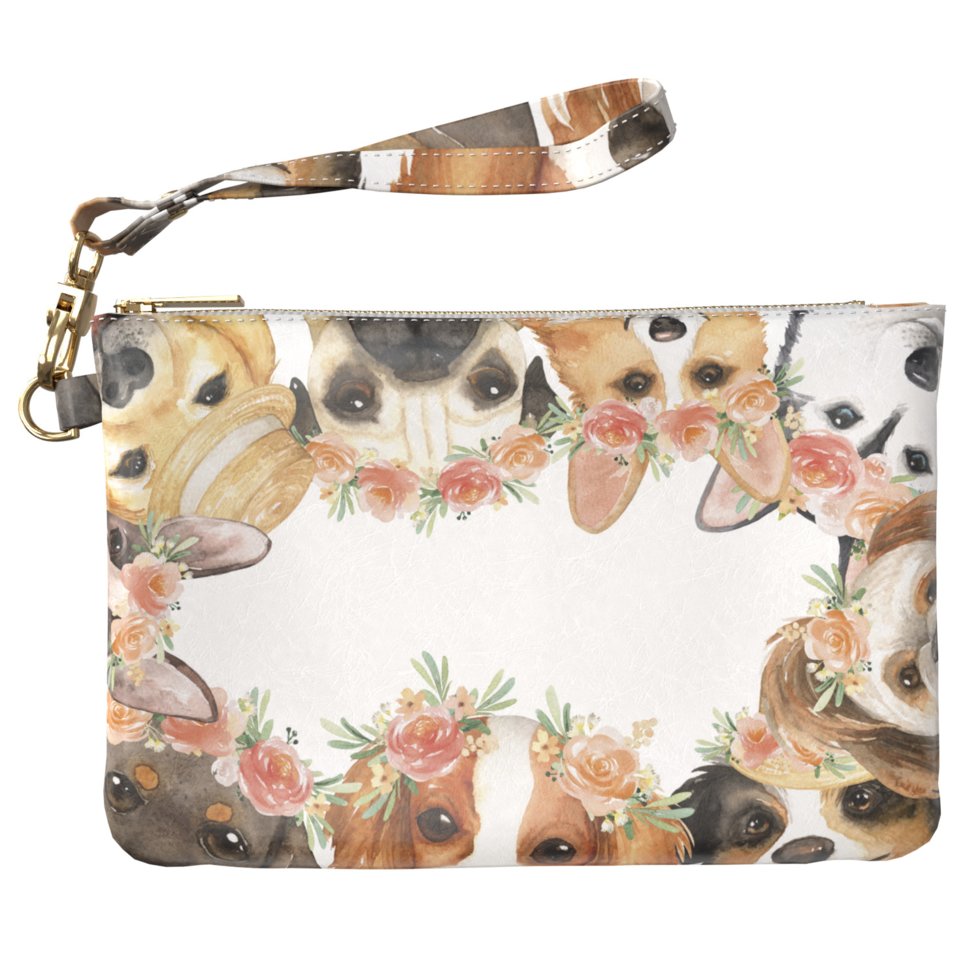 

Женская косметичка, дорожная сумочка (Милые собачки) ручной роботы из эко-кожи