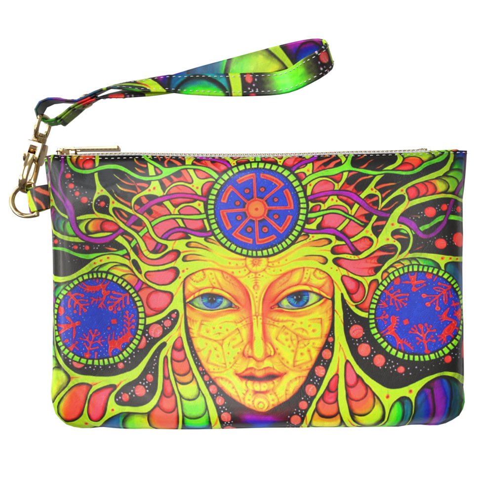 

Женская косметичка, дорожная сумочка (Психоделический рисунок) ручной роботы из эко-кожи