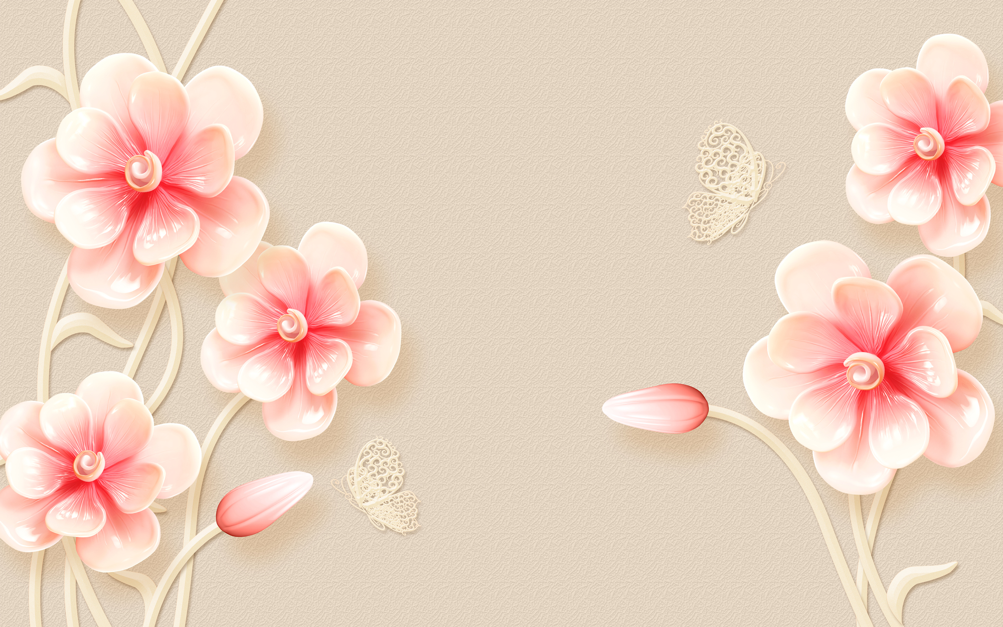 

Фотообои 3D ' Розовые цветы' (4395) , Песок