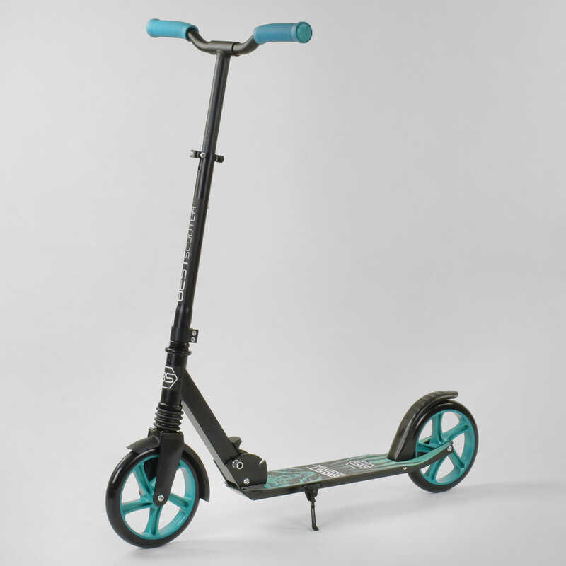 

Самокат Best Scooter 49733 черно-голубой, колеса PU - 20 см, 1 амортизатор