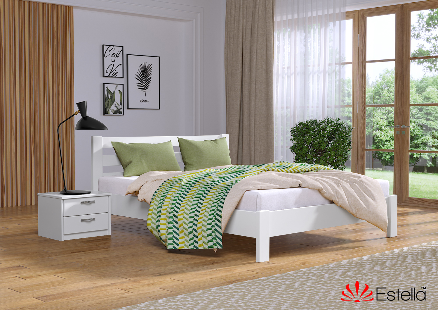 

Кровать двуспальная Рената Люкс Estella 120х190 107 - белый Щит 2Л25