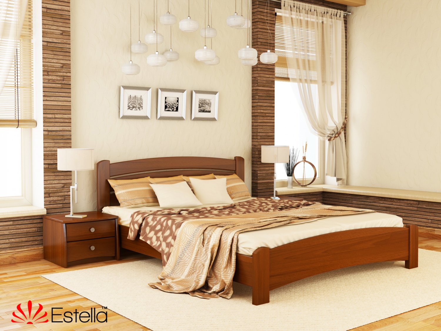 

Кровать двуспальная Венеция Люкс Estella 140х190 105 - ольха Масив 2Л4
