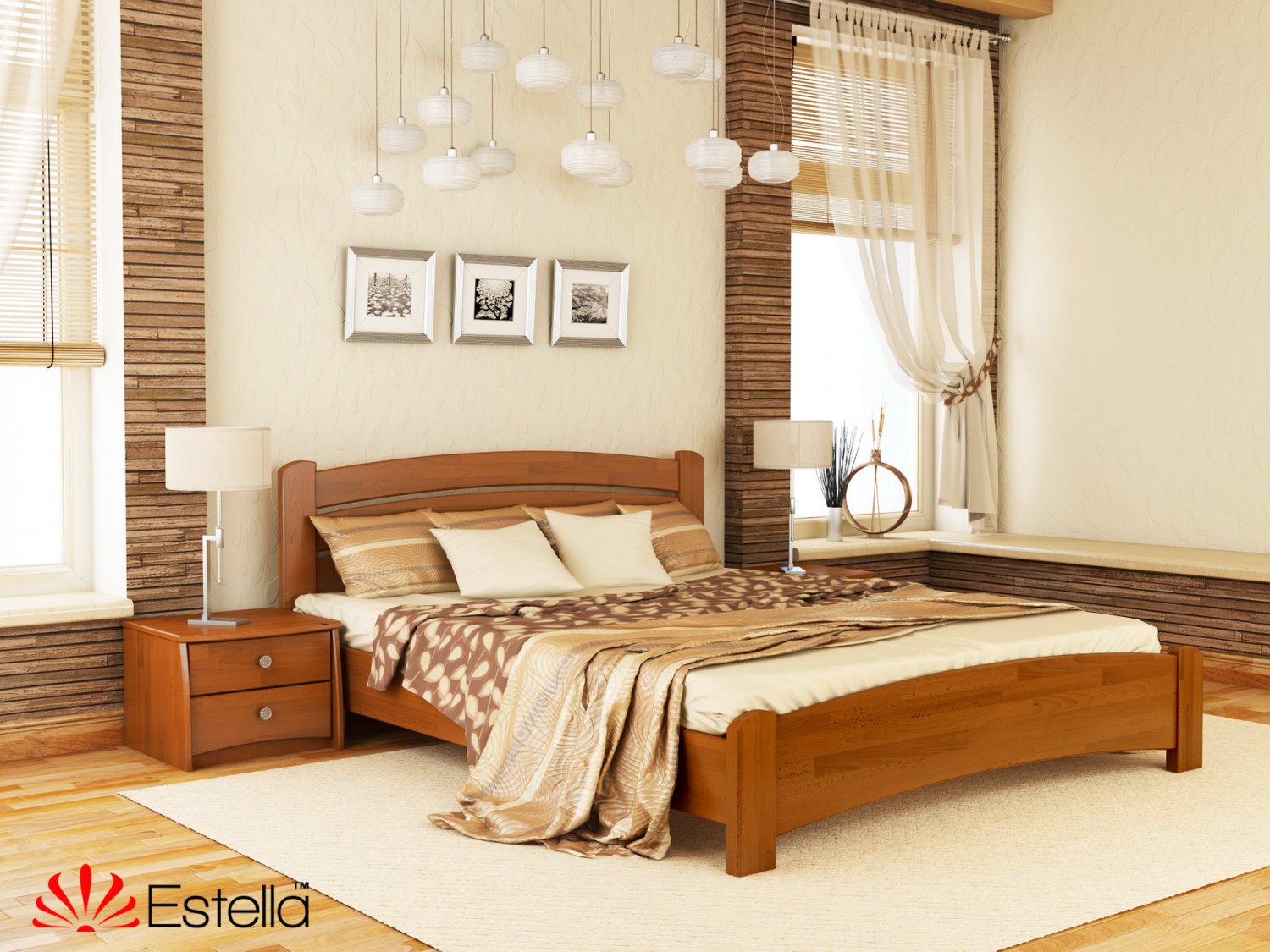 

Кровать двуспальная Венеция Люкс Estella 160х190 105 - ольха Щит 2Л4