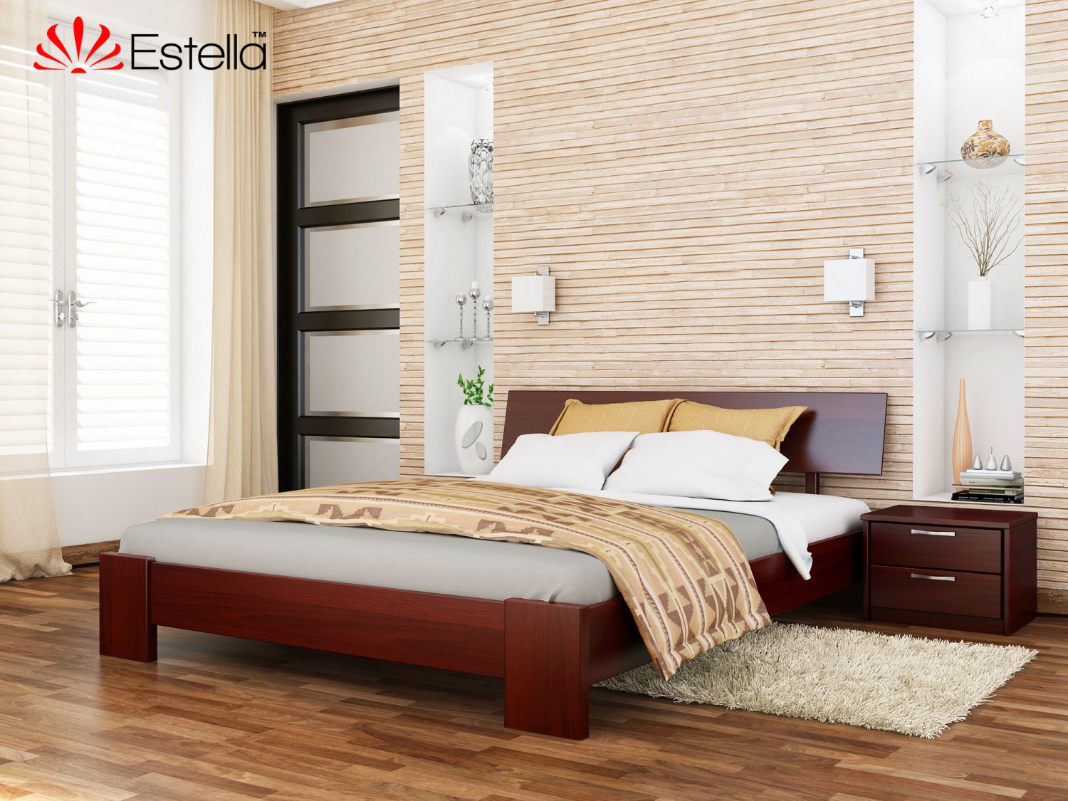 

Кровать двуспальная Титан Estella 160х200 104 - красное дерево Масив 2Л4