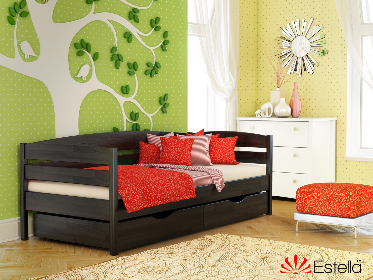 

Кровать односпальная Нота Плюс без ящиков Estella 90х200 106 - венге Щит Л4