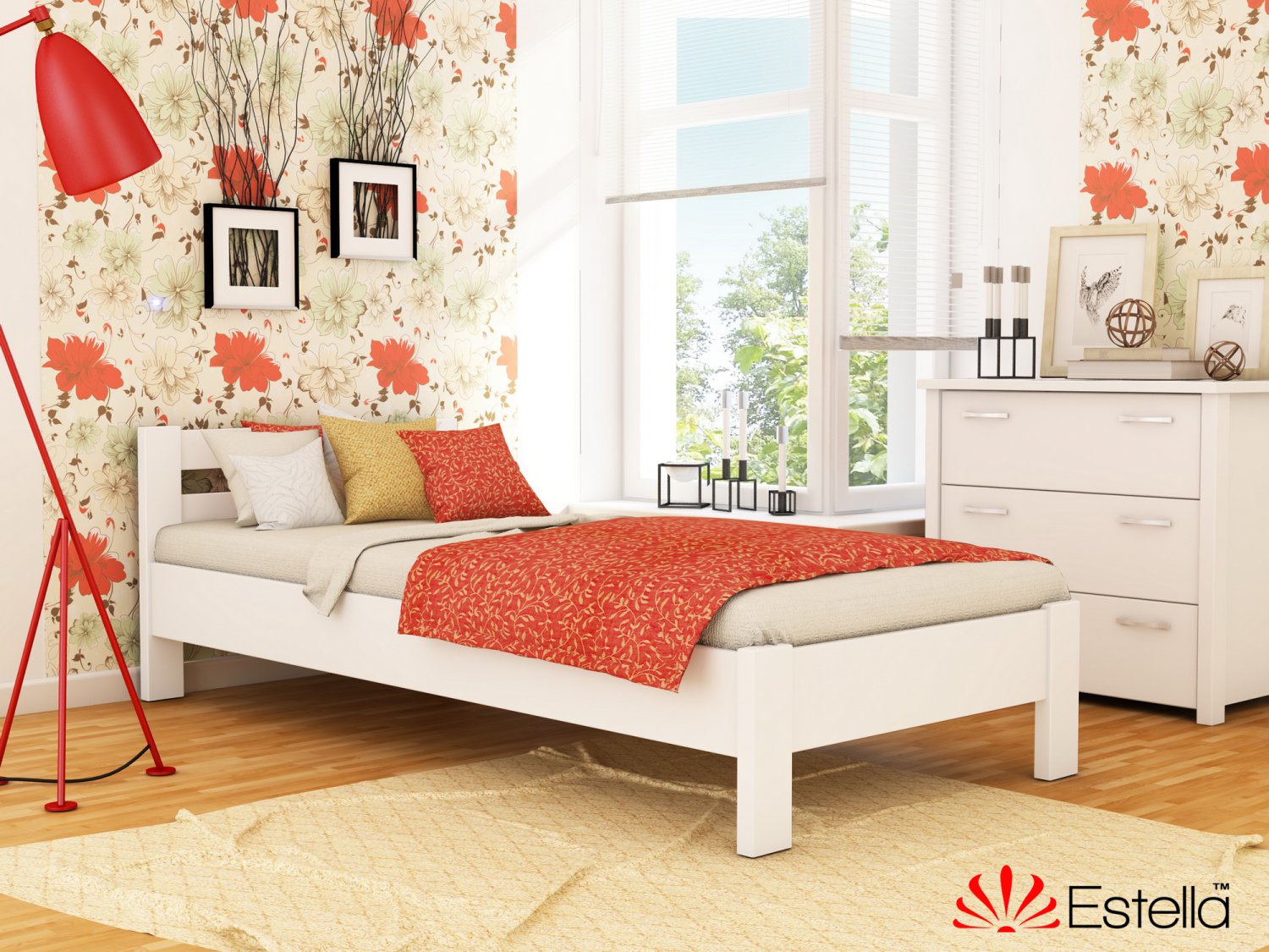 

Кровать односпальная Рената Estella 80х200 107 - белый Масив Л25