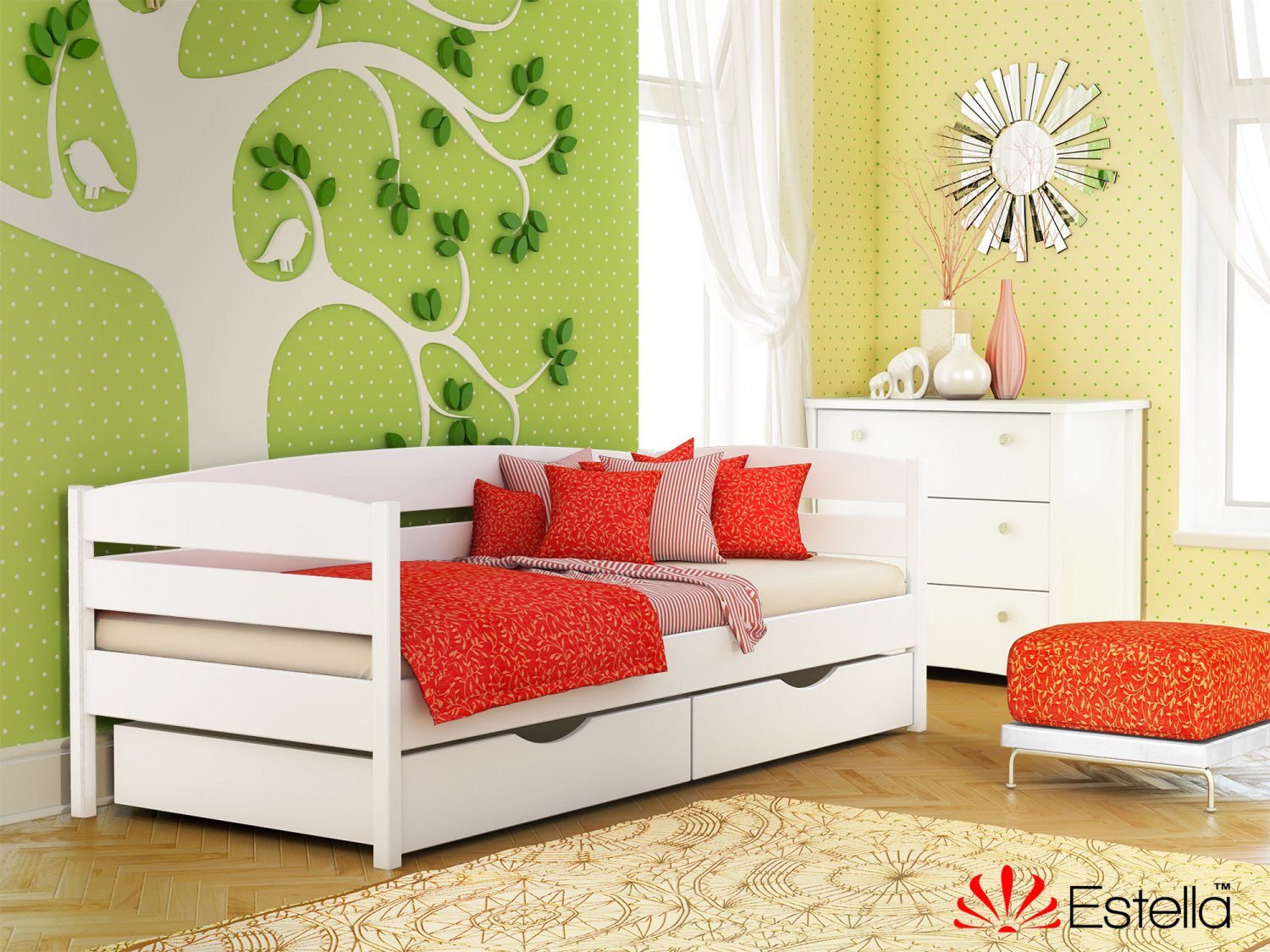 

Кровать односпальная Нота Плюс без ящиков Estella 80х190 107 - белый Масив Л25