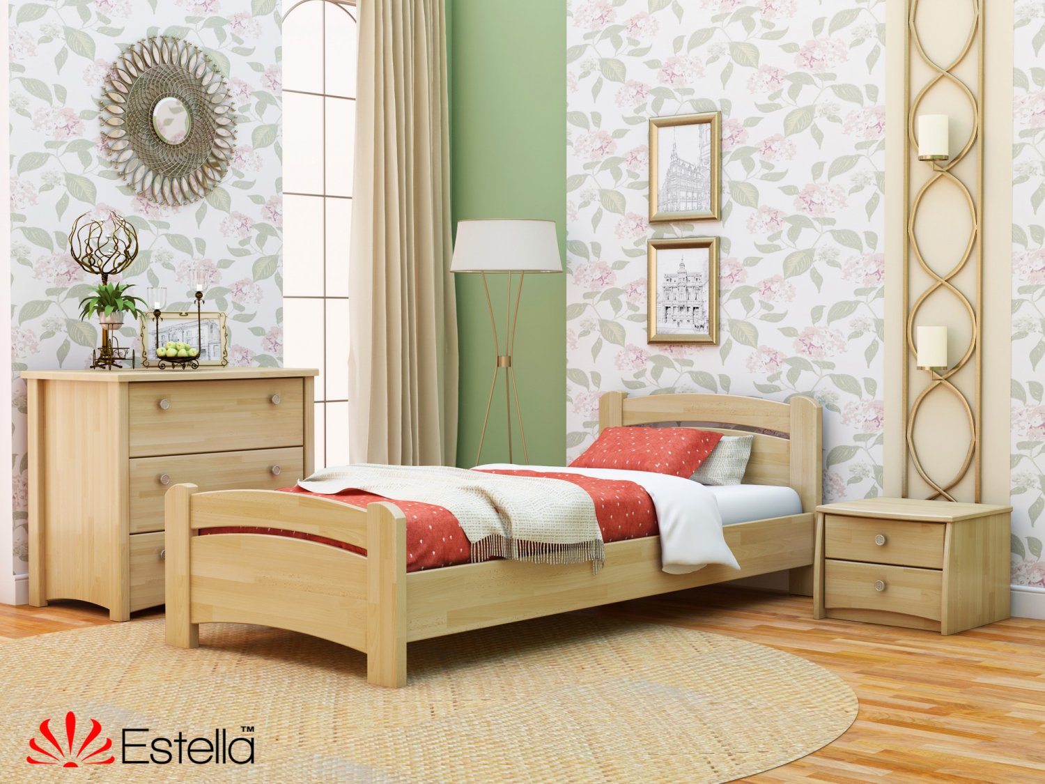 

Кровать односпальная Венеция Estella 80х200 102 - бук Щит Л4