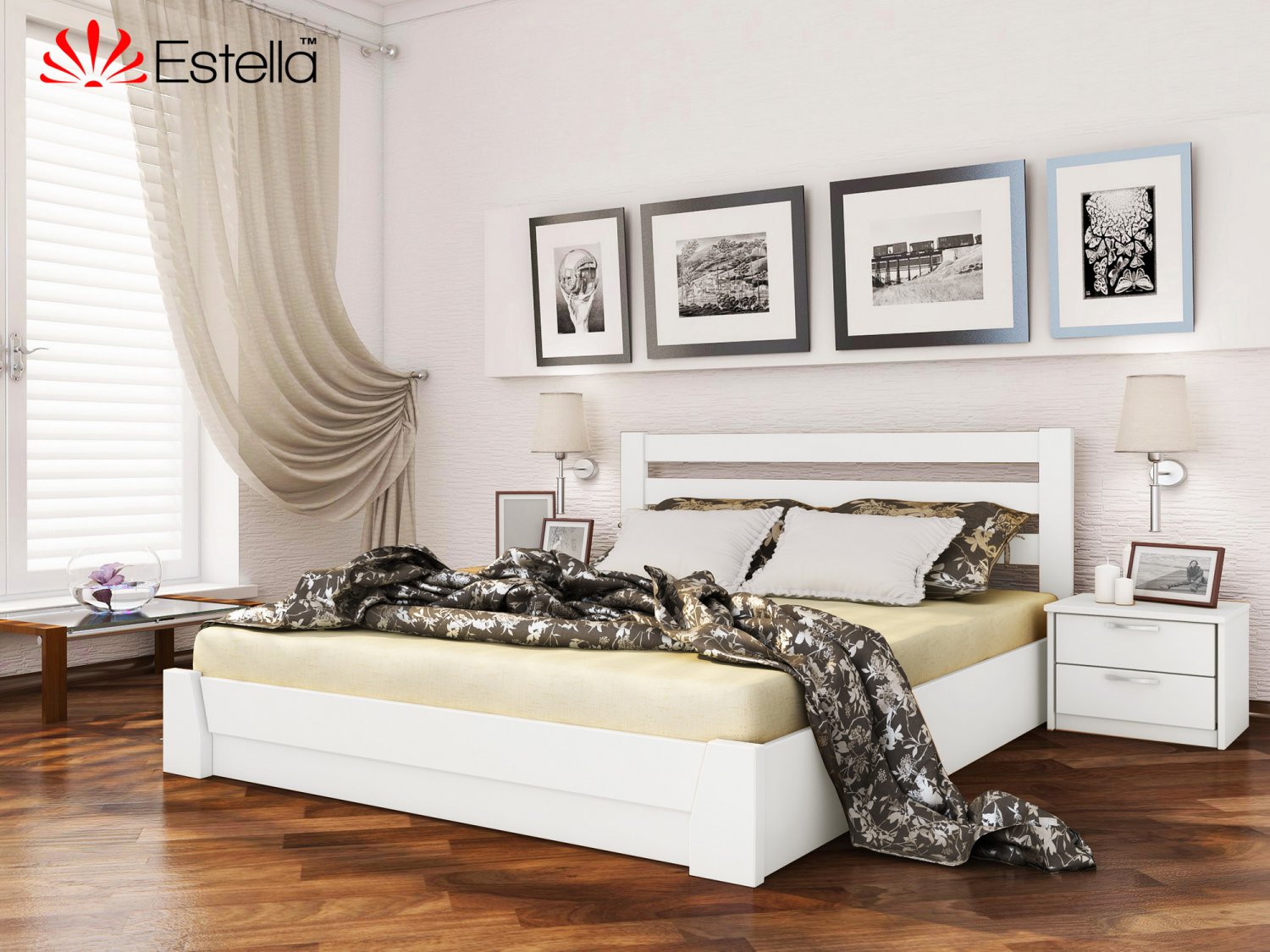 

Кровать двуспальная Селена Estella 140х190 107 - белый Масив 2Л4