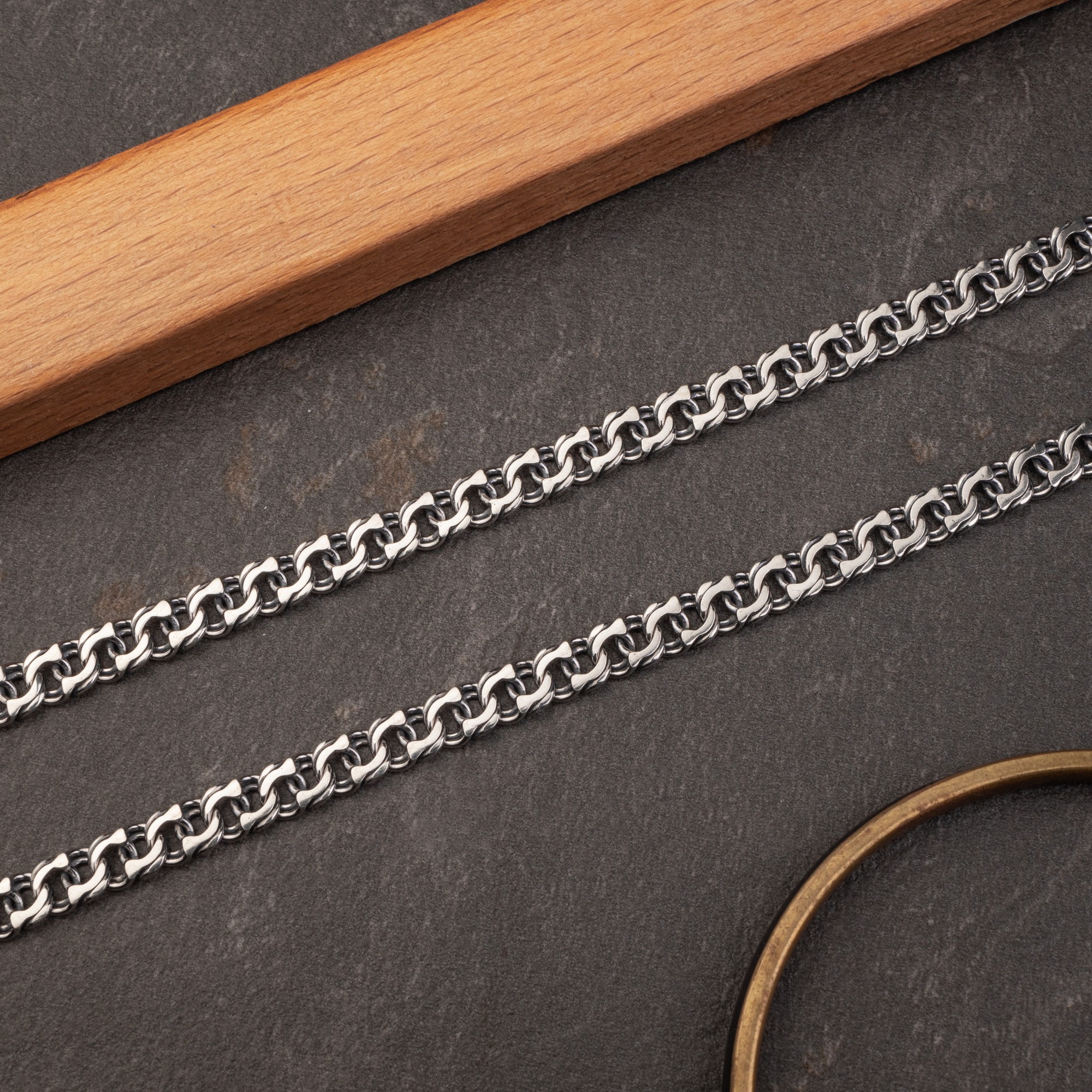 

Серебряная цепочка Московский бисмарк 50 см 17,3 грамм арт 105ч