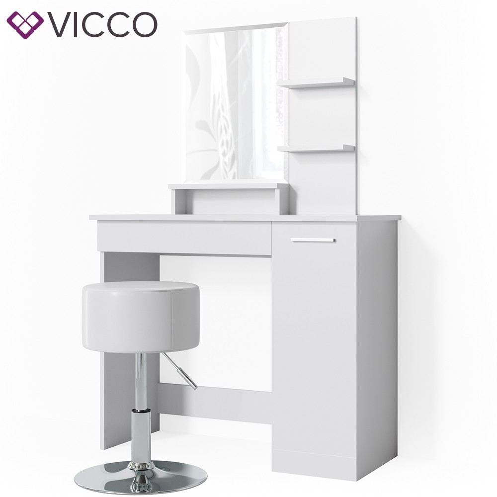 

​Туалетный столик Vicco Julia + дизайнерский стул, белый