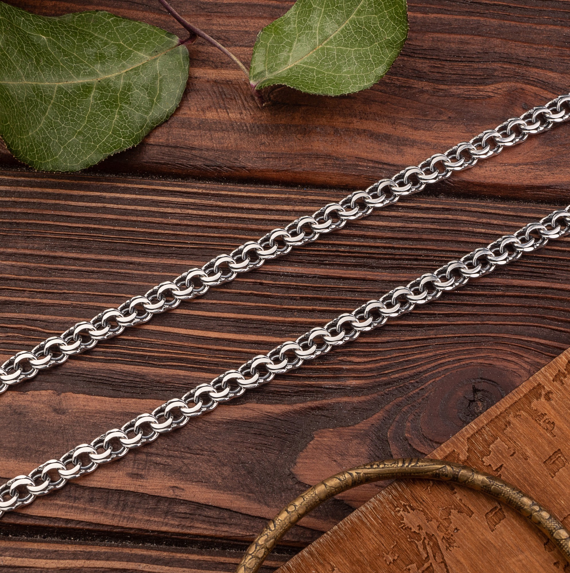 

Серебряная цепочка Плоский (классический) бисмарк 55 см 20,95 грамм арт 102ч