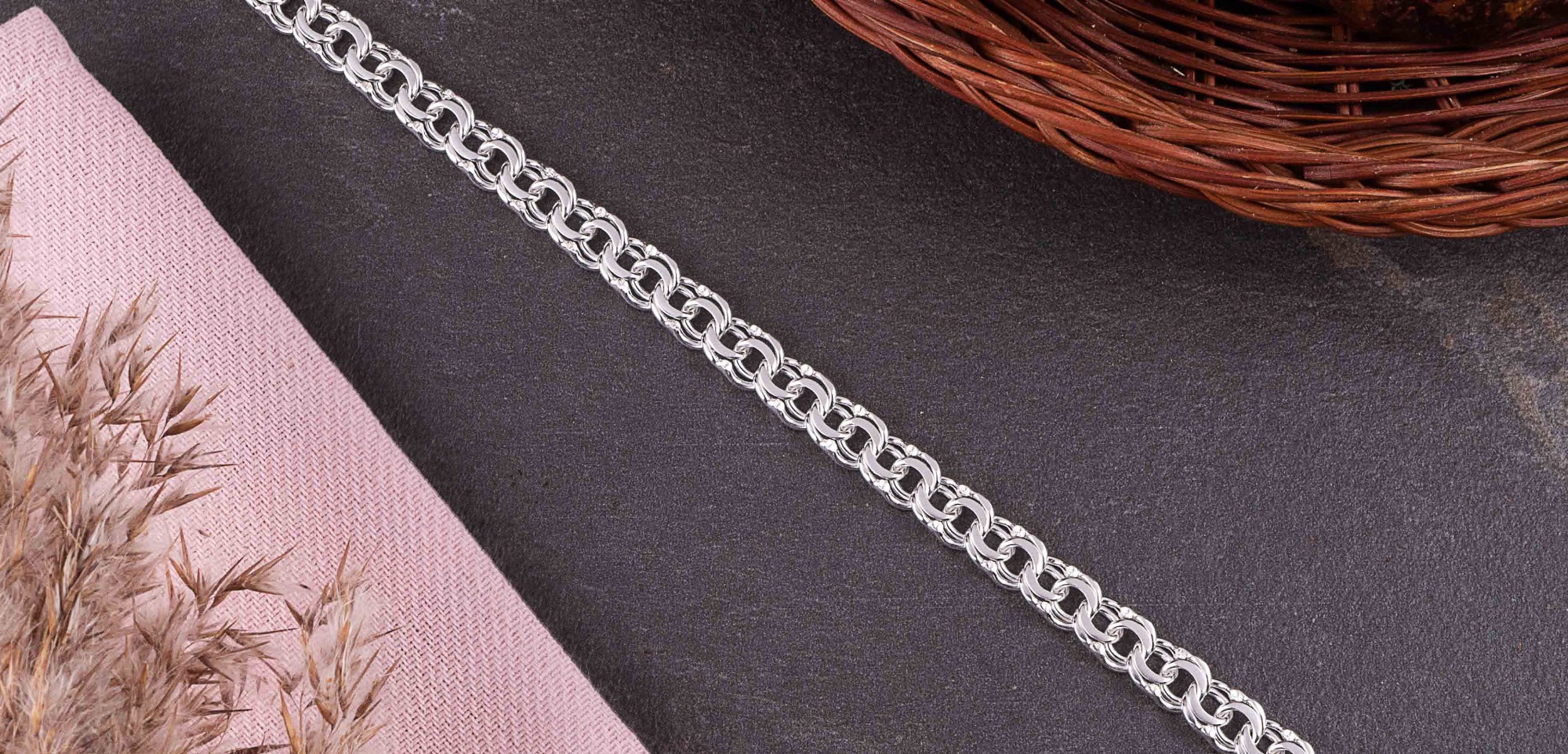 

Серебряный браслет Классический (плоский) бисмарк 23 см 10,2 грамм арт. 202