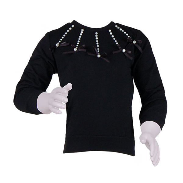 

Свитер с бантиками и бусинами 4 года (104 см) O 30165-black черный цвет