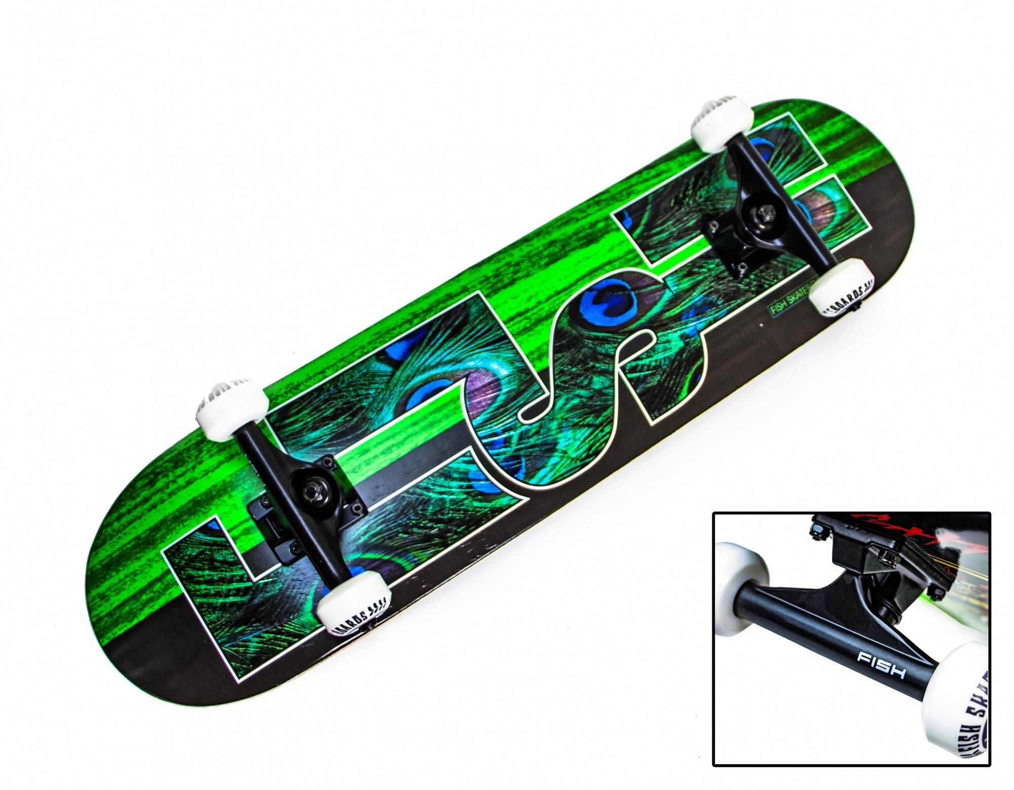 

Скейтборд деревянный от Fish Skateboard Green peafowl