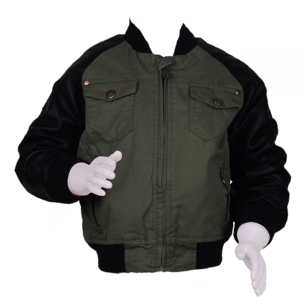 

Куртка с кожаными рукавами 3 года (98 см) Z 10096-green черный цвет
